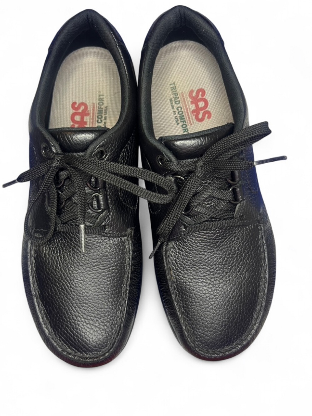 NWOT SAS Men's Bout Time Black Leather Moccasin Slip Resistant Shoes Size 11